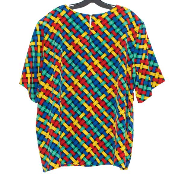 Top Vintage Boho 70s Festival Abstract Pride Rainbow Retro Statement Artsy 3X - Picture 2 of 6